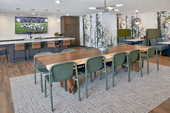 Regency park resident social lounge with kitchen & coffee bar  fully equipped kitchen and coffee bar, perfect for gathering, relaxing, and connecting.